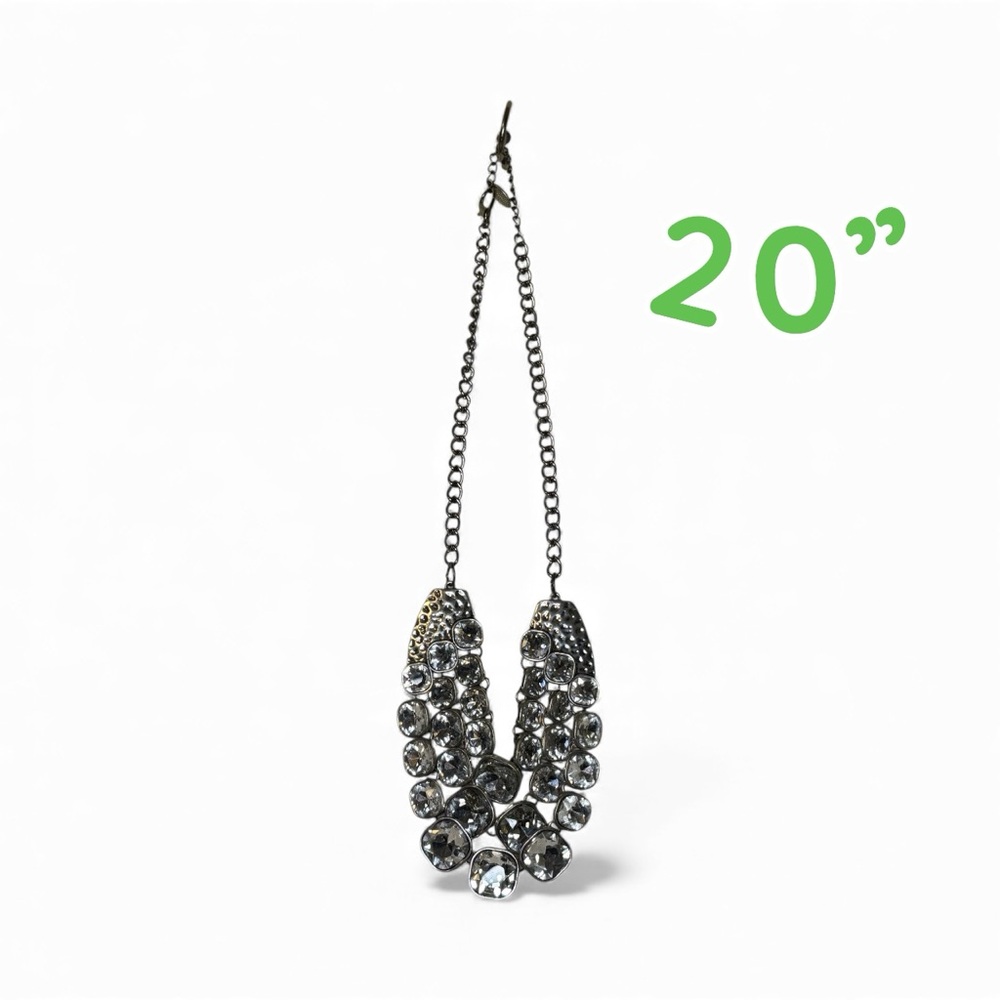Elegant Silver Crystal Necklace – 20”